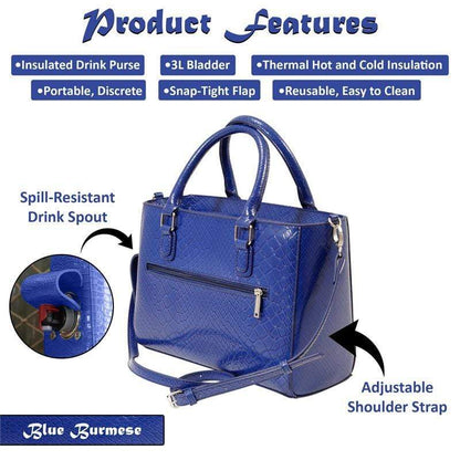 Accessories Winey Drink Purse in Blue Burmese WineyBitchesCo
