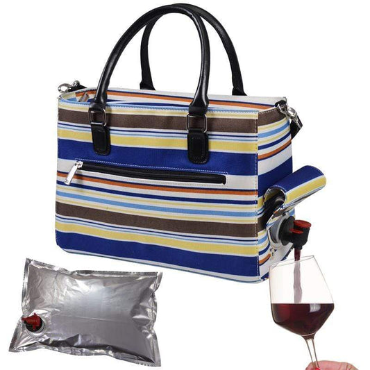Accessories Winey Drink Purse in Blue Nautical Stripe WineyBitchesCo