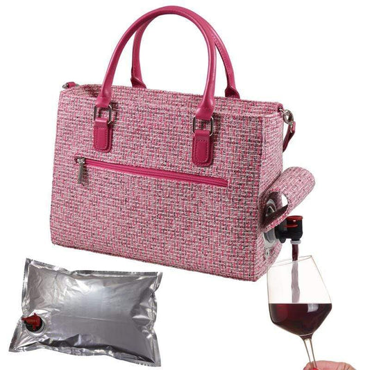 Accessories Winey Drink Purse in Pink Tweed WineyBitchesCo