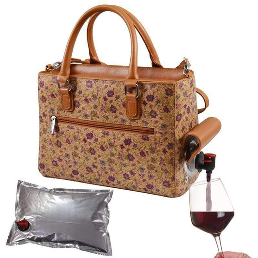 Accessories Winey Drink Purse in Purple Flower Cork WineyBitchesCo