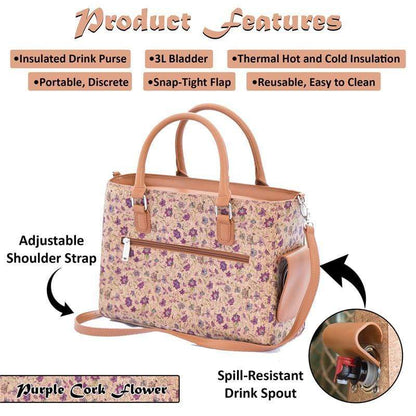 Accessories Winey Drink Purse in Purple Flower Cork WineyBitchesCo