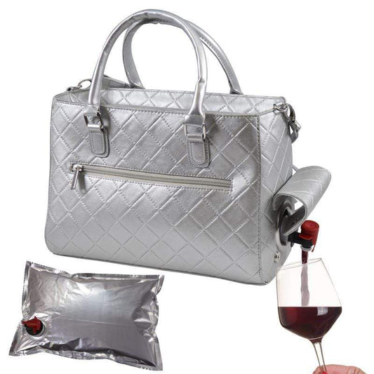 Accessories Winey Drink Purse in Silver Quilted WineyBitchesCo