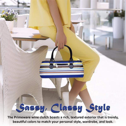 Accessories Winey Wine Clutch Purse- Blue Nautical Stripe WineyBitchesCo