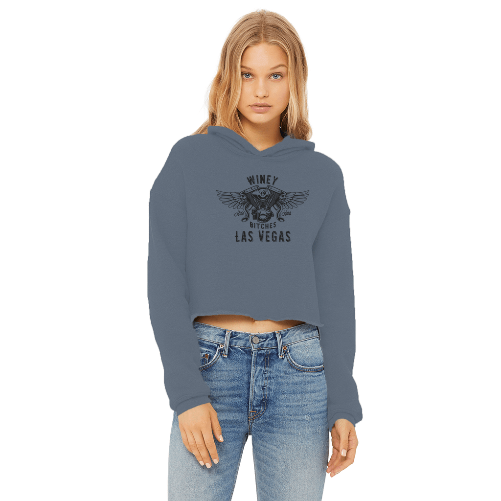Apparel Airforce Blue / XS Winey Bitches Co "Ride Hard Las Vegas" Cropped Raw Edge Hoodie WineyBitchesCo