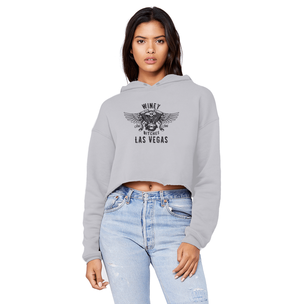 Apparel Ash / XS Winey Bitches Co "Ride Hard Las Vegas" Cropped Raw Edge BF Hoodie WineyBitchesCo