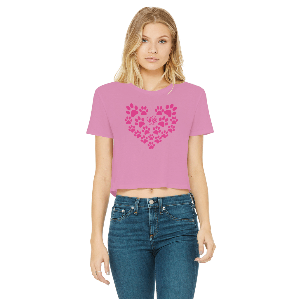 Apparel Azalea / Female / S Winey Bitches Co Heart Paws (Pink) Cropped Raw Edge T WineyBitchesCo