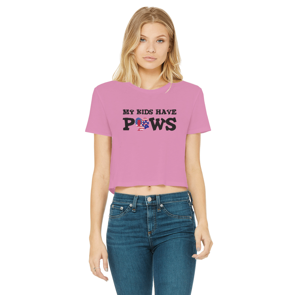 Apparel Azalea / Female / S WineyBitches.Co My Kids Have Paws Classic Women's Cropped Raw Edge T-Shirt WineyBitchesCo