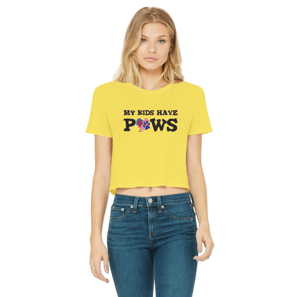 Apparel Daisy / Female / S WineyBitches.Co My Kids Have Paws Classic Women's Cropped Raw Edge T-Shirt WineyBitchesCo
