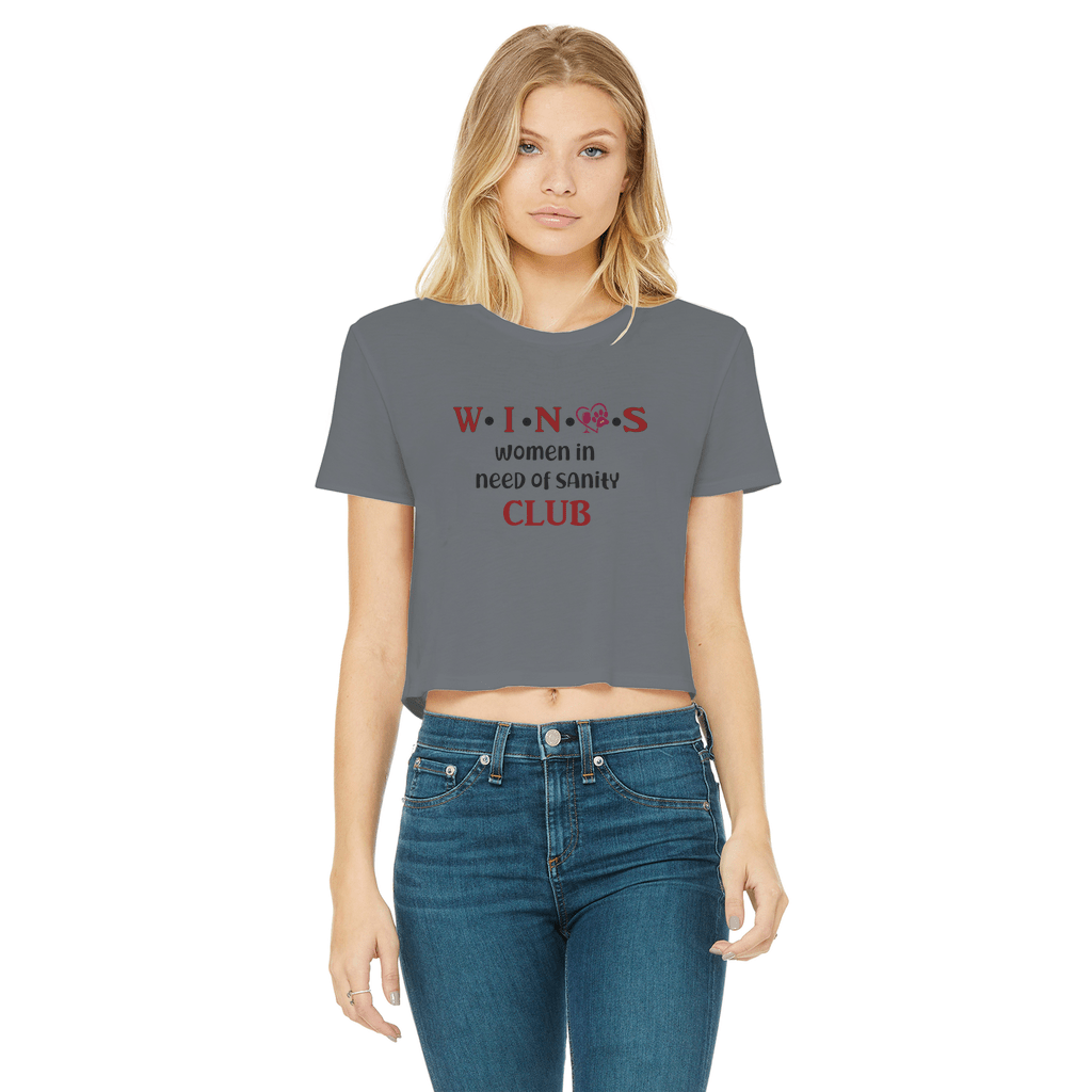 Apparel Dark Grey / Female / S WineyBitches.Co Winos Club Classic Women's Cropped Raw Edge T-Shirt WineyBitchesCo