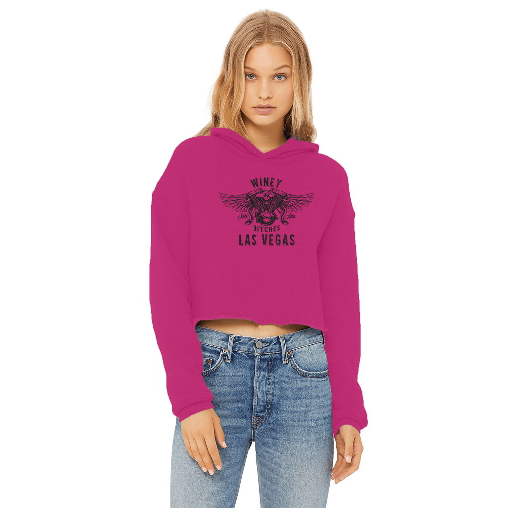 Apparel Hot Pink / XS Winey Bitches Co "Ride Hard Las Vegas" Cropped Raw Edge Hoodie WineyBitchesCo