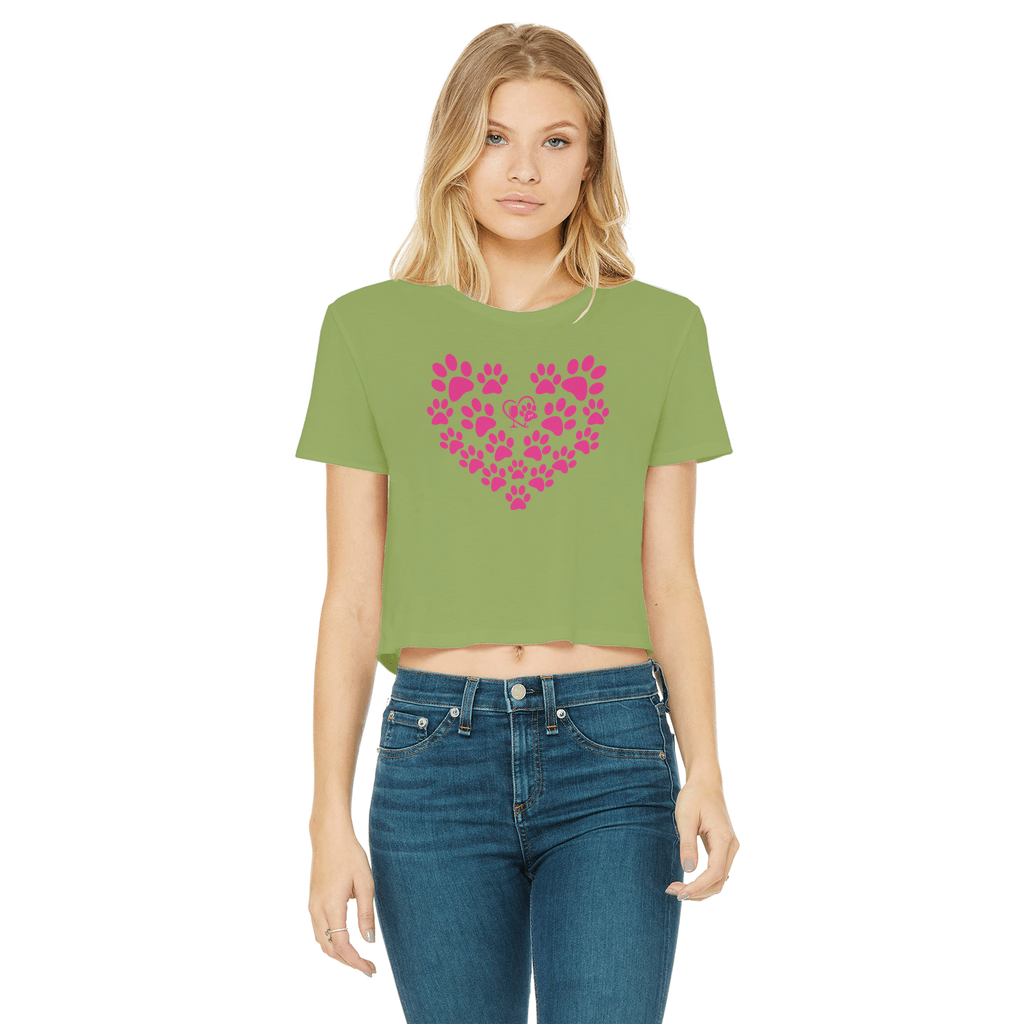 Apparel Kiwi / Female / S Winey Bitches Co Heart Paws (Pink) Cropped Raw Edge T WineyBitchesCo