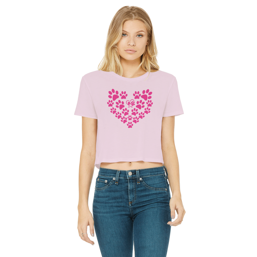 Apparel Light Pink / Female / S Winey Bitches Co Heart Paws (Pink) Cropped Raw Edge T WineyBitchesCo