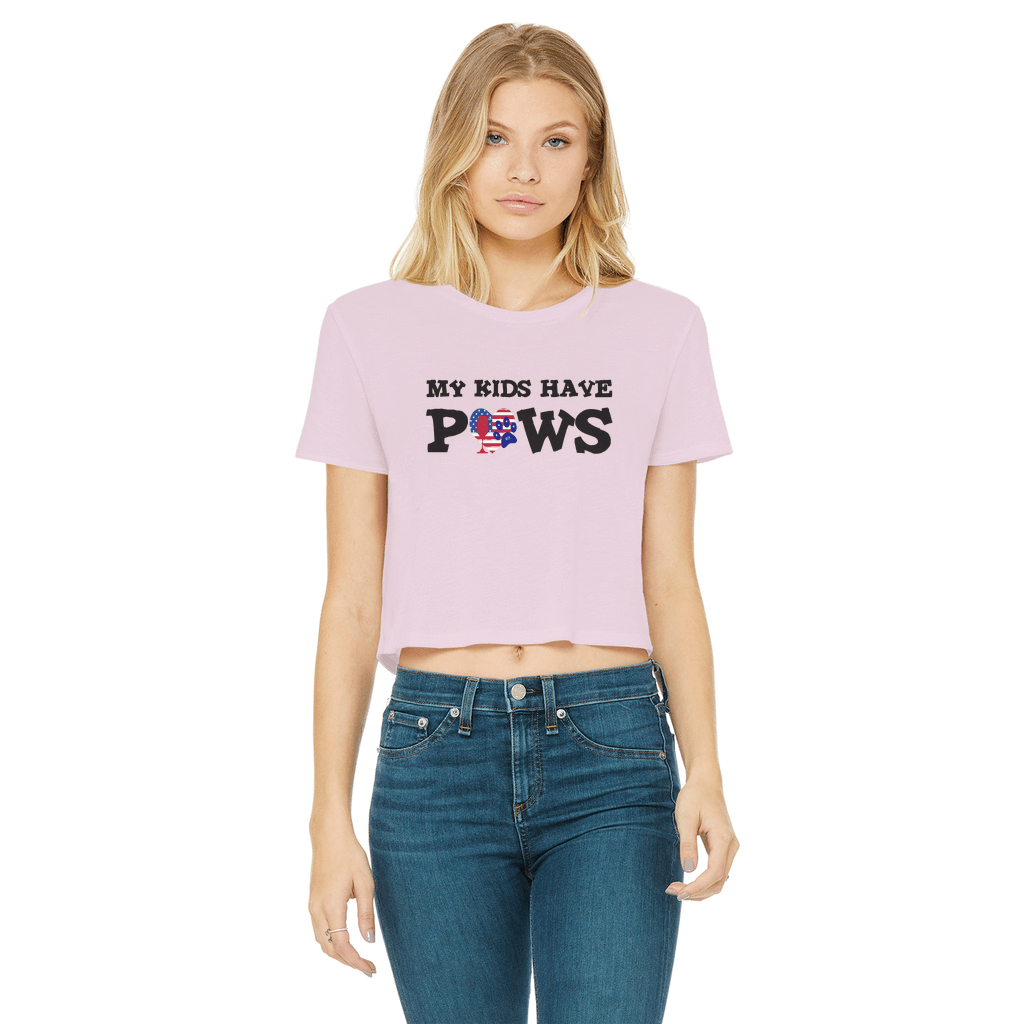 Apparel Light Pink / Female / S WineyBitches.Co My Kids Have Paws Classic Women's Cropped Raw Edge T-Shirt WineyBitchesCo