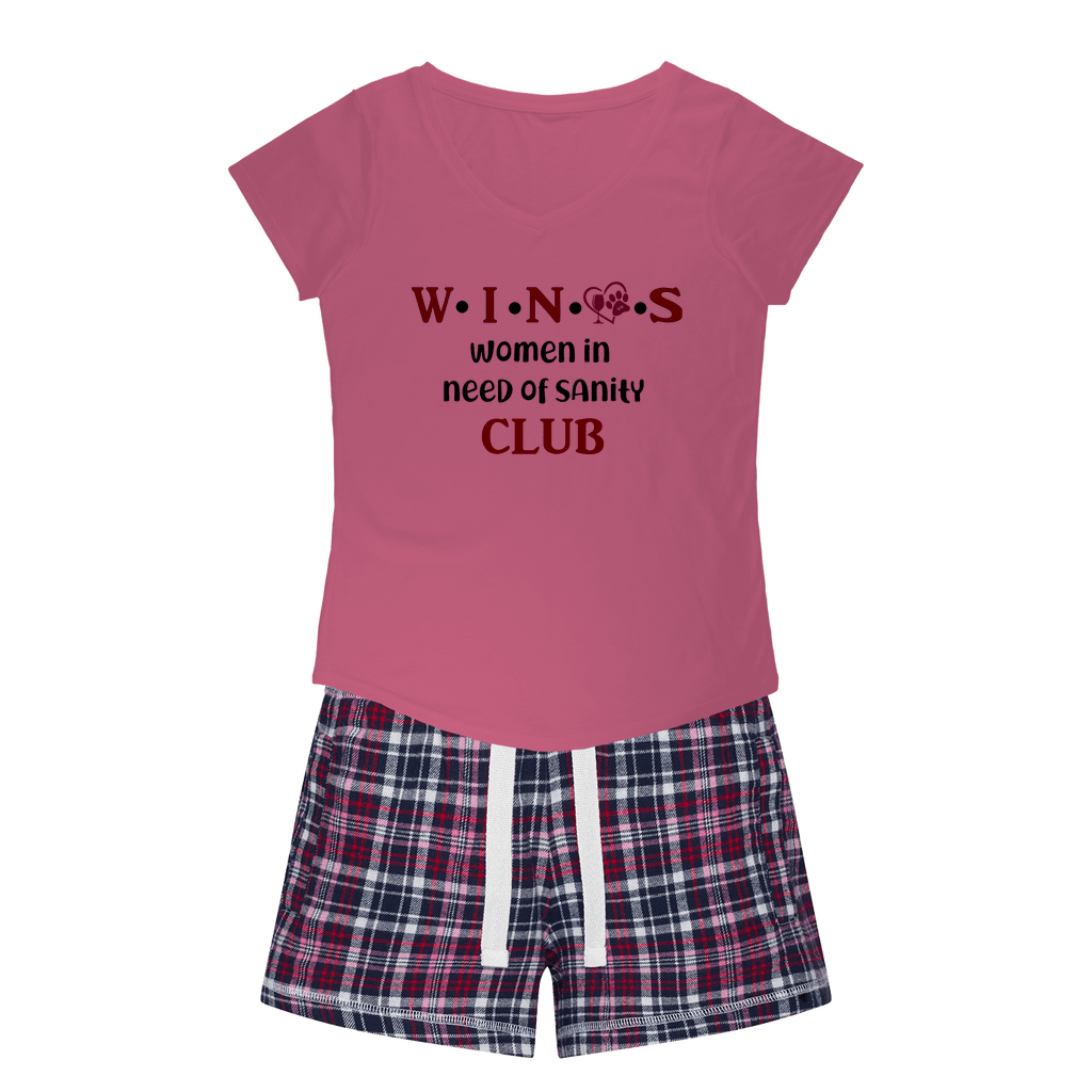 Apparel Pink Tee / Navy Short / XS WineyBitches.Co Winos Club Girls Sleepy Tee and Flannel Short WineyBitchesCo