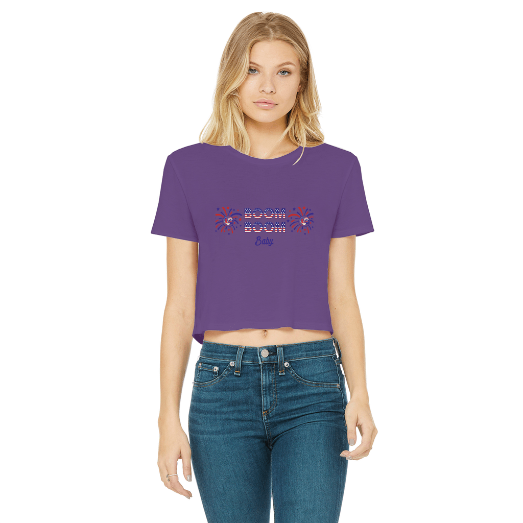 Apparel Purple / Female / S Winey Bitches Co "Boom Boom Baby" Cropped Raw Edge Tee WineyBitchesCo