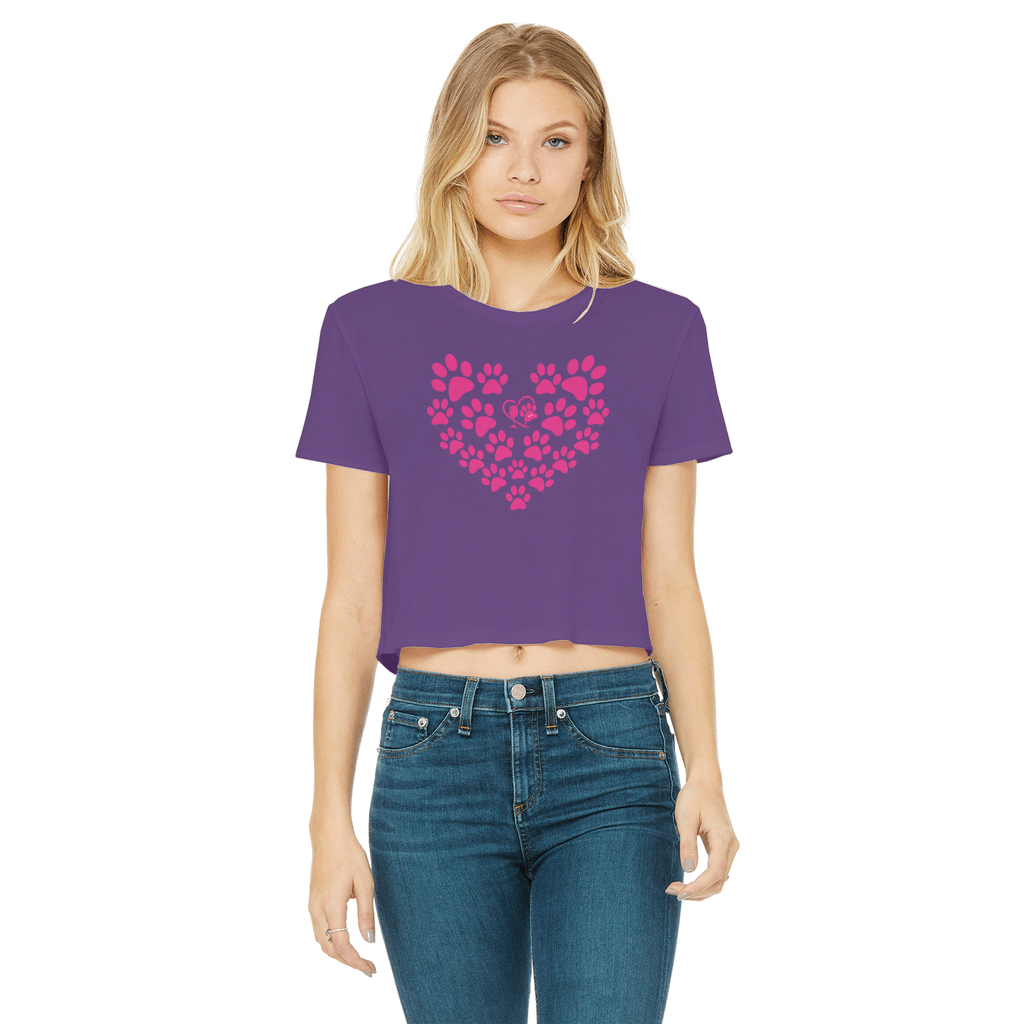 Apparel Purple / Female / S Winey Bitches Co Heart Paws (Pink) Cropped Raw Edge T WineyBitchesCo