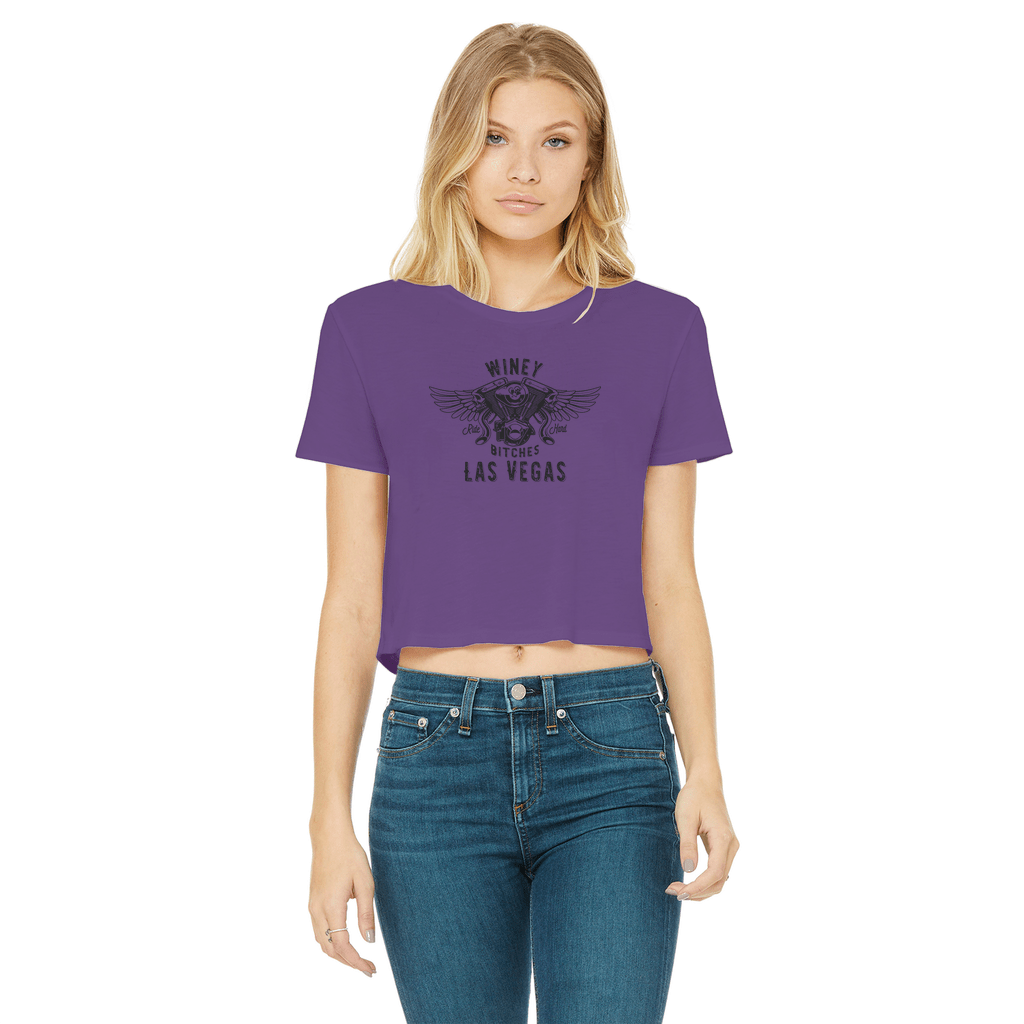 Apparel Purple / Female / S Winey Bitches Co "Ride Hard Las Vegas" Cropped Raw Edge Tee WineyBitchesCo