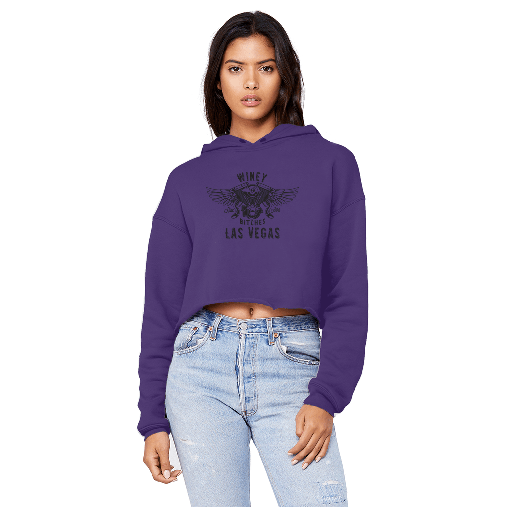 Apparel Purple / XS Winey Bitches Co "Ride Hard Las Vegas" Cropped Raw Edge BF Hoodie WineyBitchesCo