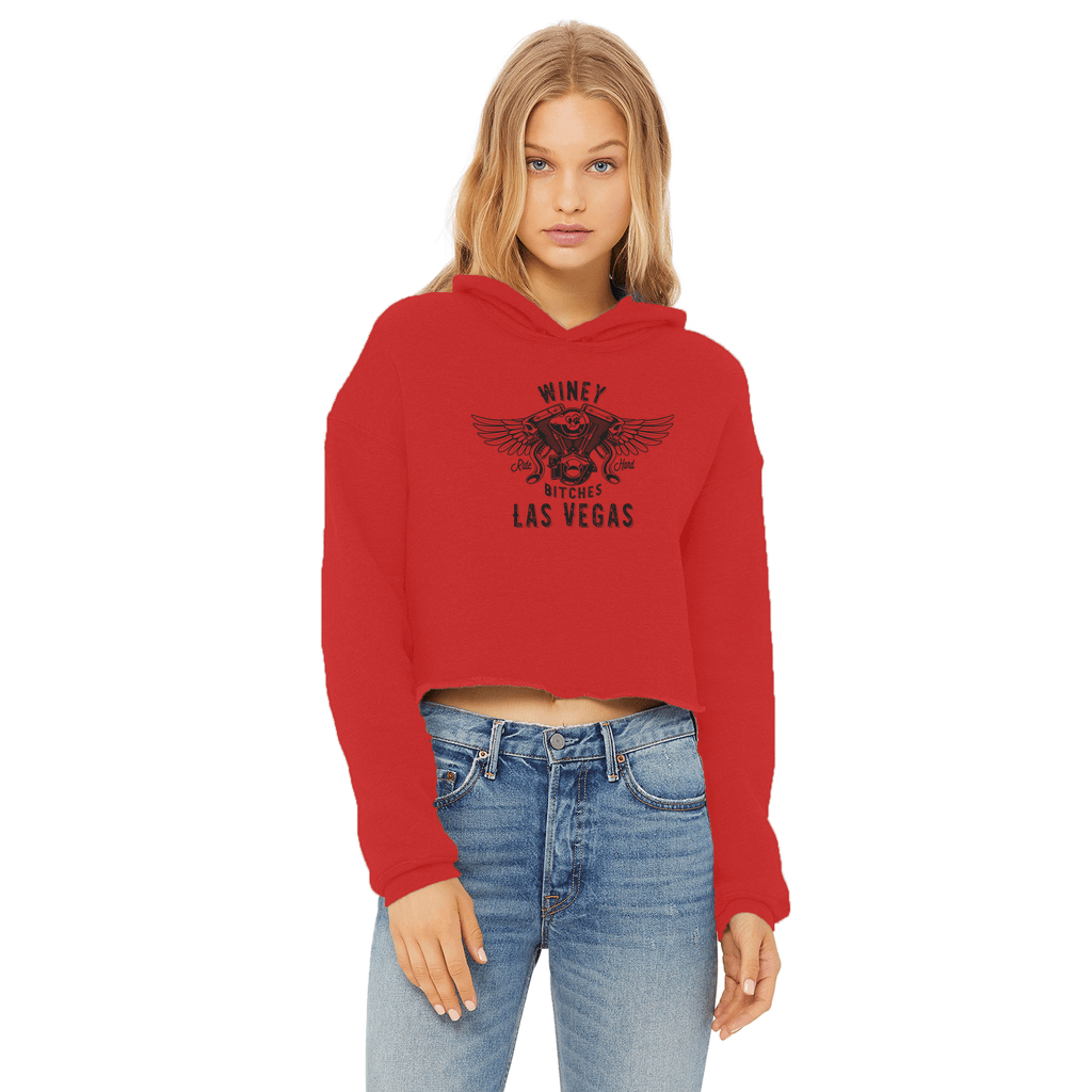 Apparel Red / XS Winey Bitches Co "Ride Hard Las Vegas" Cropped Raw Edge Hoodie WineyBitchesCo