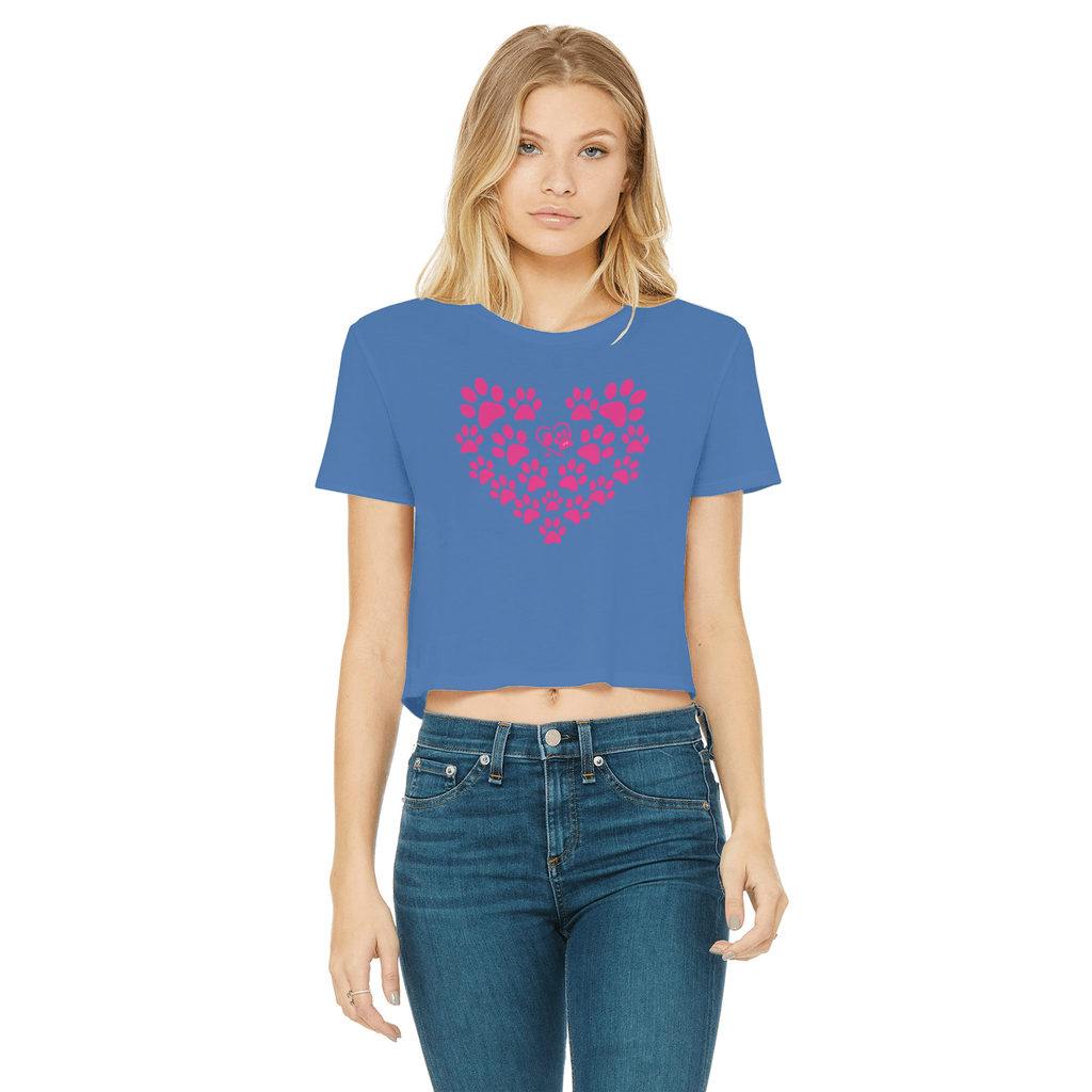 Apparel Royal Blue / Female / S Winey Bitches Co Heart Paws (Pink) Cropped Raw Edge T WineyBitchesCo