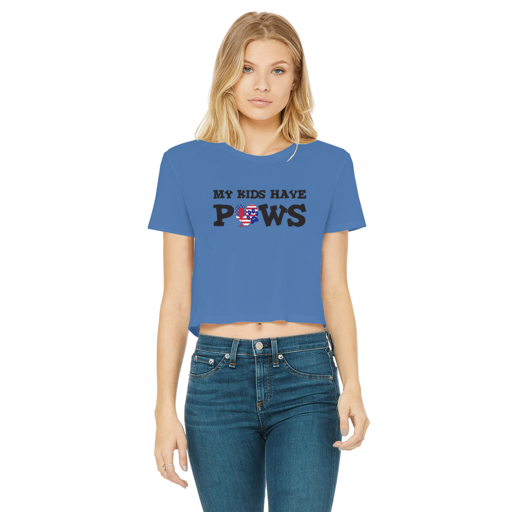 Apparel Royal Blue / Female / S WineyBitches.Co My Kids Have Paws Classic Women's Cropped Raw Edge T-Shirt WineyBitchesCo