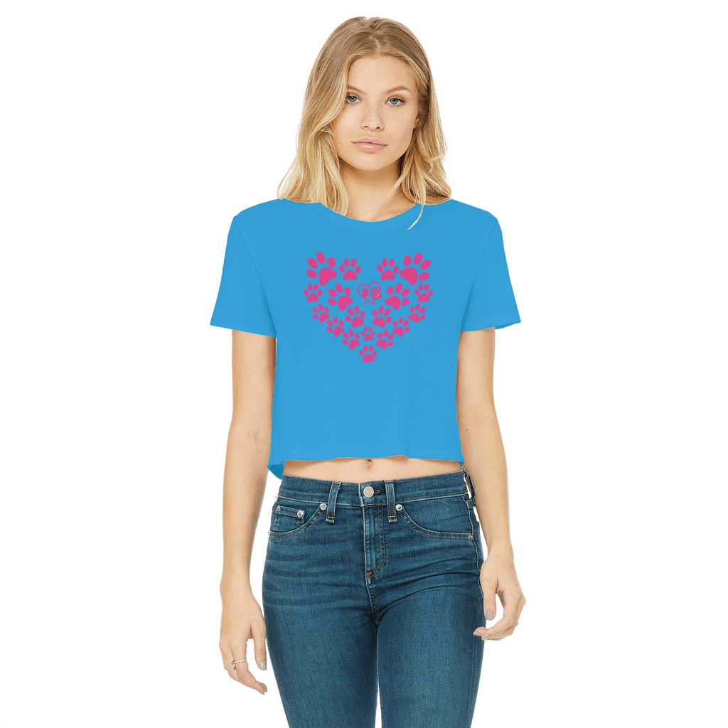 Apparel Sapphire / Female / S Winey Bitches Co Heart Paws (Pink) Cropped Raw Edge T WineyBitchesCo