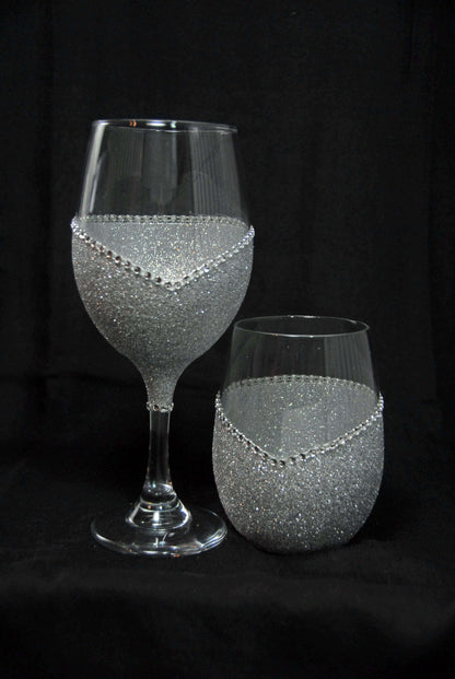 Barware Silver / Stem Winey Bitches Co ""Nice With A Hint Of Naughty" Holiday Drinkware-Choose your color WineyBitchesCo