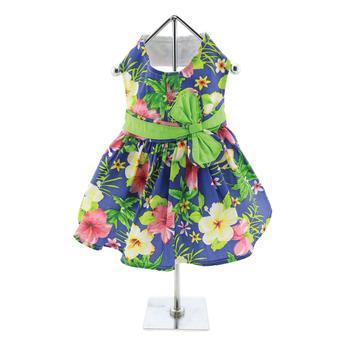 Blue Lagoon Hawaiian Hibiscus Dog Dress with Matching Leash - Winey Bitches - Wine- Women- K9's