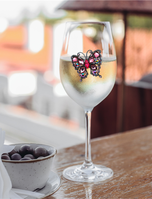 Pink Butterfly Magnetic Charm Tipsy Sip – Wildlife Collection