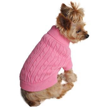 Combed Cotton Cable Knit Dog Sweater - Candy Pink - Winey Bitches - Wine- Women- K9's