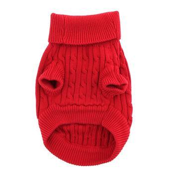 Combed Cotton Cable Knit Dog Sweater - Fiery Red - Winey Bitches - Wine- Women- K9's