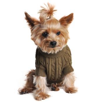 Combed Cotton Cable Knit Dog Sweater - Herb Green - Winey Bitches - Wine- Women- K9's