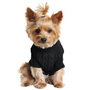 Combed Cotton Cable Knit Dog Sweater - Jet Black - Winey Bitches - Wine- Women- K9's