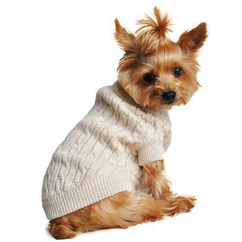 Combed Cotton Cable Knit Dog Sweater - Oatmeal - Winey Bitches - Wine- Women- K9's