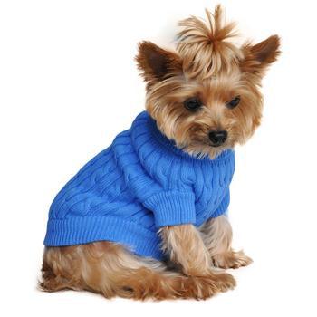Combed Cotton Cable Knit Dog Sweater - Riverside Blue - Winey Bitches - Wine- Women- K9's