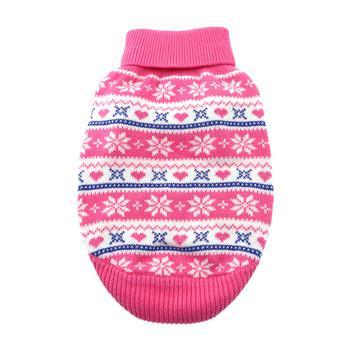 Combed Cotton Snowflake and Hearts Dog Sweater - Pink - Winey Bitches - Wine- Women- K9's