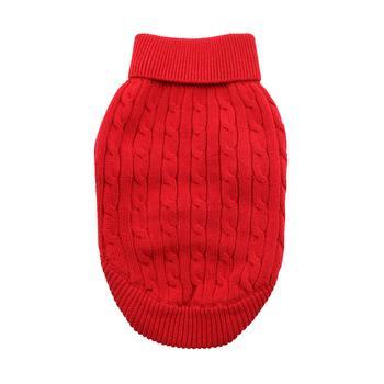 Combed Cotton Cable Knit Dog Sweater - Fiery Red - Winey Bitches - Wine- Women- K9's