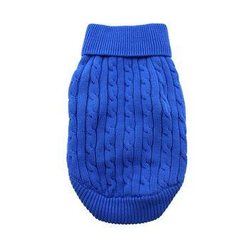 Combed Cotton Cable Knit Dog Sweater - Riverside Blue - Winey Bitches - Wine- Women- K9's