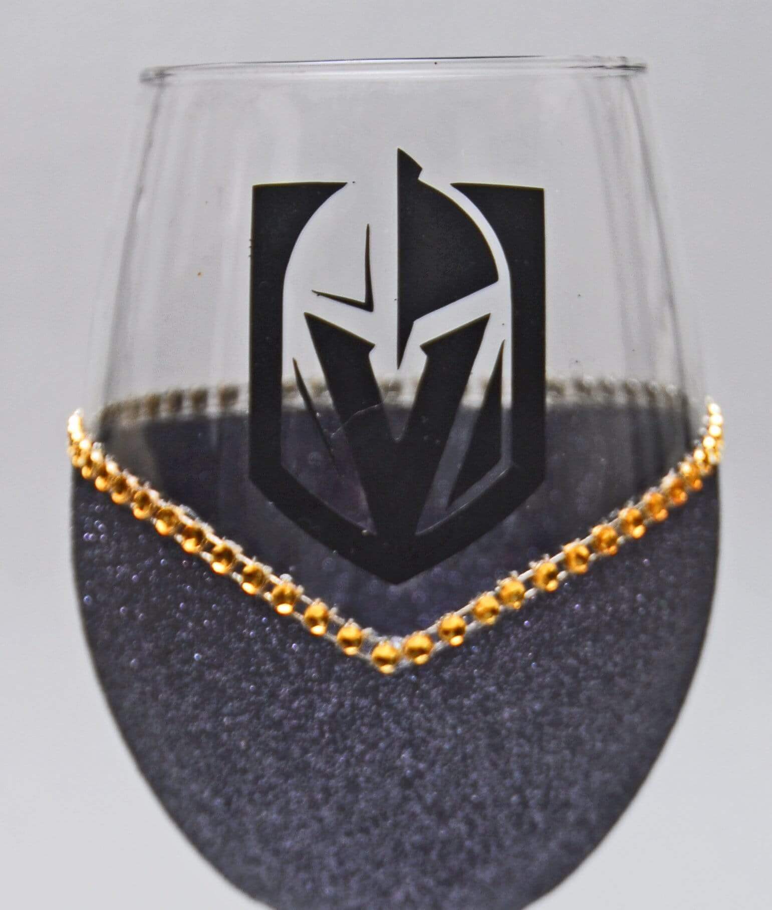 Classy Glassy LV Golden Knights "Bling" V Style Wine Glasses-Choose your color - Winey Bitches - Wine- Women- K9's