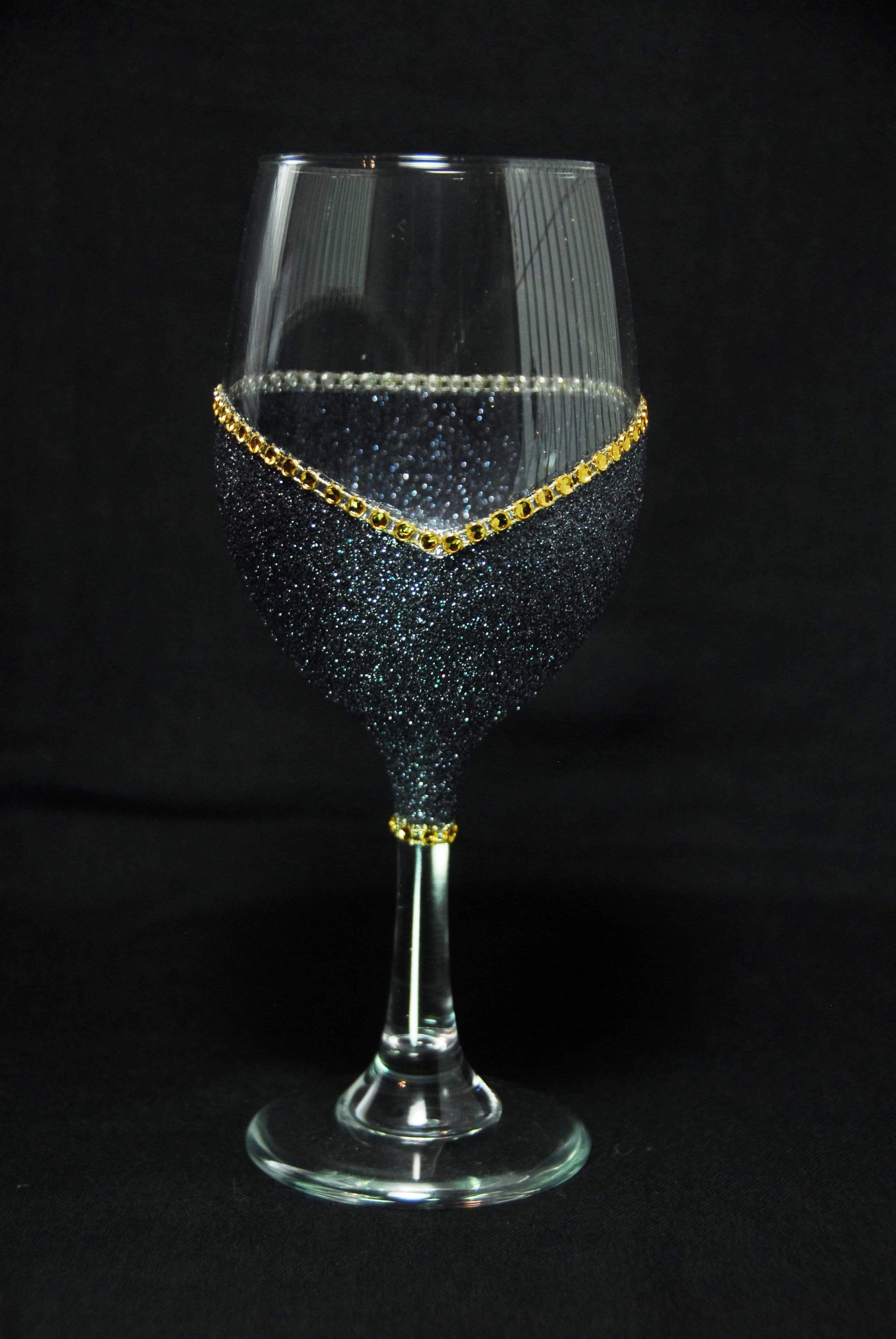 Funny "Horny Bitch" Saying- Bling Stem or Stemless Wine Glasses-Choose your color - Winey Bitches - Wine- Women- K9's