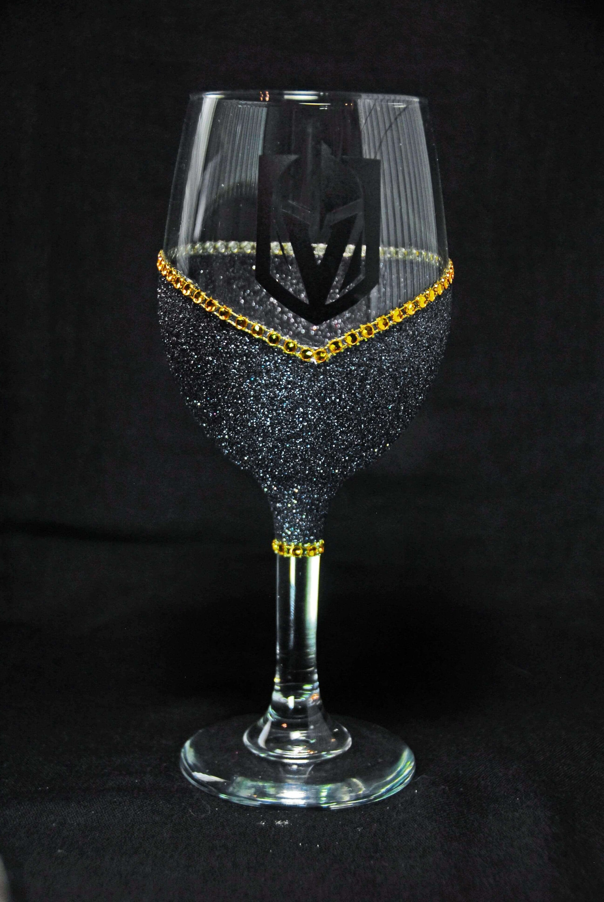 Classy Glassy LV Golden Knights "Bling" V Style Wine Glasses-Choose your color - Winey Bitches - Wine- Women- K9's