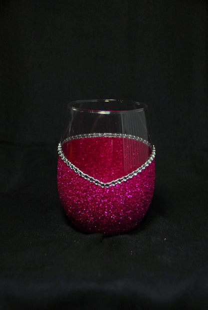 Personalized Classy Glassy Bling Stemless V Style Wine Glasses-Choose your color - Winey Bitches - Wine- Women- K9's