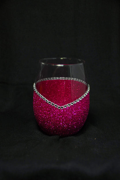 Funny "Horny Bitch" Saying- Bling Stem or Stemless Wine Glasses-Choose your color - Winey Bitches - Wine- Women- K9's