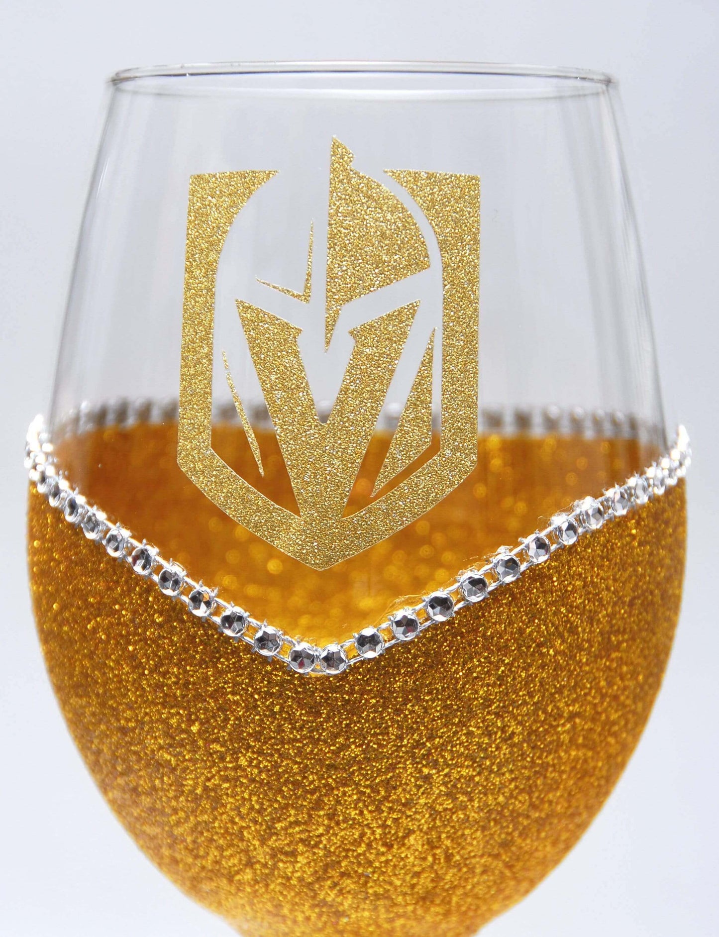Classy Glassy LV Golden Knights "Bling" V Style Wine Glasses-Choose your color - Winey Bitches - Wine- Women- K9's