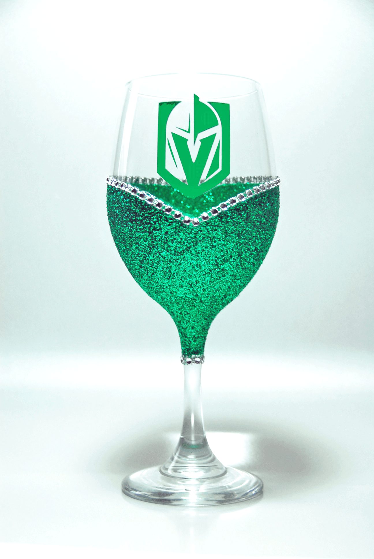 Classy Glassy LV Golden Knights "Bling" V Style Wine Glasses-Choose your color - Winey Bitches - Wine- Women- K9's
