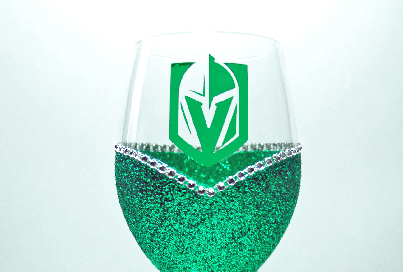 Classy Glassy LV Golden Knights "Bling" V Style Wine Glasses-Choose your color - Winey Bitches - Wine- Women- K9's