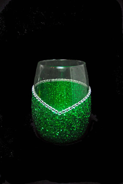 LOVE- Valentine Bling Drinkware Stem or Stemless Wine Glasses-Choose your color - Winey Bitches - Wine- Women- K9's