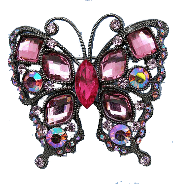 Drinkware Pink Butterfly Tipsy Sip (2." W X 2.3" H) Winey Bitches Co "Pink Butterfly" Tipsy Sip "Magnetic Bling for your Wine Glass" WineyBitchesCo