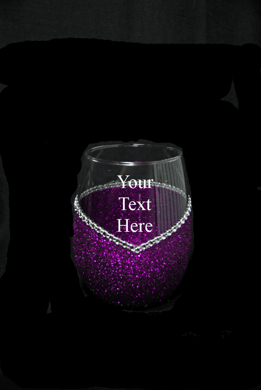 Personalized Classy Glassy Bling Stemless V Style Wine Glasses-Choose your color - Winey Bitches - Wine- Women- K9's