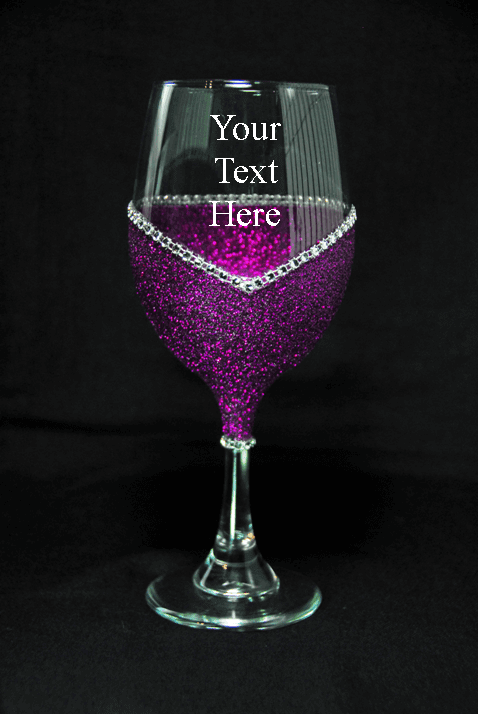 Personalized Classy Glassy Bling Stem V Style Wine Glasses-Choose your color - Winey Bitches - Wine- Women- K9's